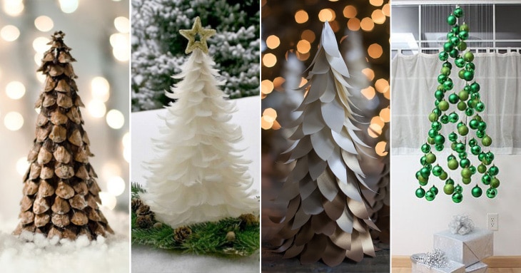Styrofoam cone Christmas trees. Wrapped in yarn, tinsel garland, wired  ribbon or s…
