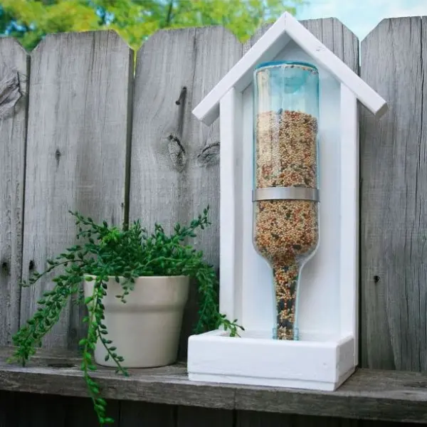 Wine Bottle Bird Feeder