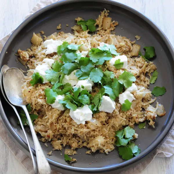 Cheap Healthy Meal: Cauliflower ‘Couscous’ with Goat Cheese