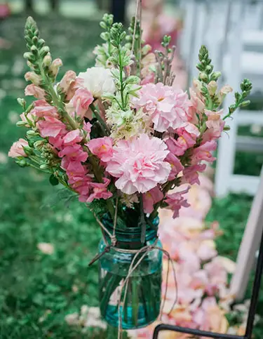 Pink flower arrangement.