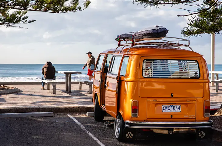 An orange van.